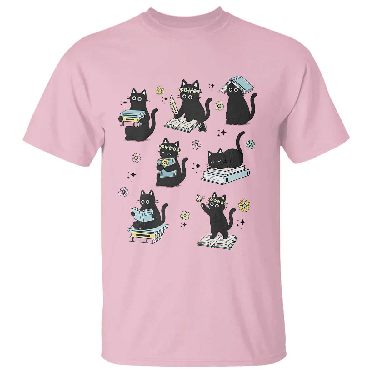Bookish Black Cat T Shirt Funny Librarian Cat Lover Gift