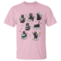 Bookish Black Cat T Shirt Funny Librarian Cat Lover Gift
