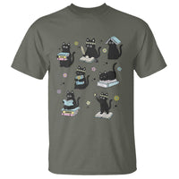 Bookish Black Cat T Shirt Funny Librarian Cat Lover Gift
