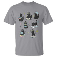 Bookish Black Cat T Shirt Funny Librarian Cat Lover Gift