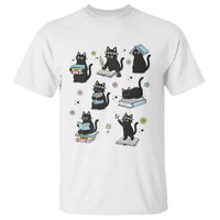 Bookish Black Cat T Shirt Funny Librarian Cat Lover Gift