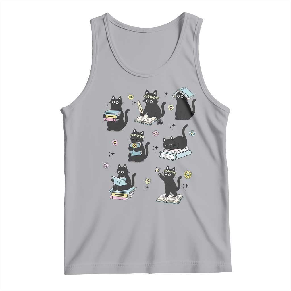 Bookish Black Cat Tank Top Funny Librarian Cat Lover Gift