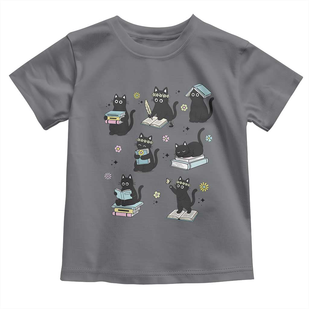 Bookish Black Cat Toddler T Shirt Funny Librarian Cat Lover Gift