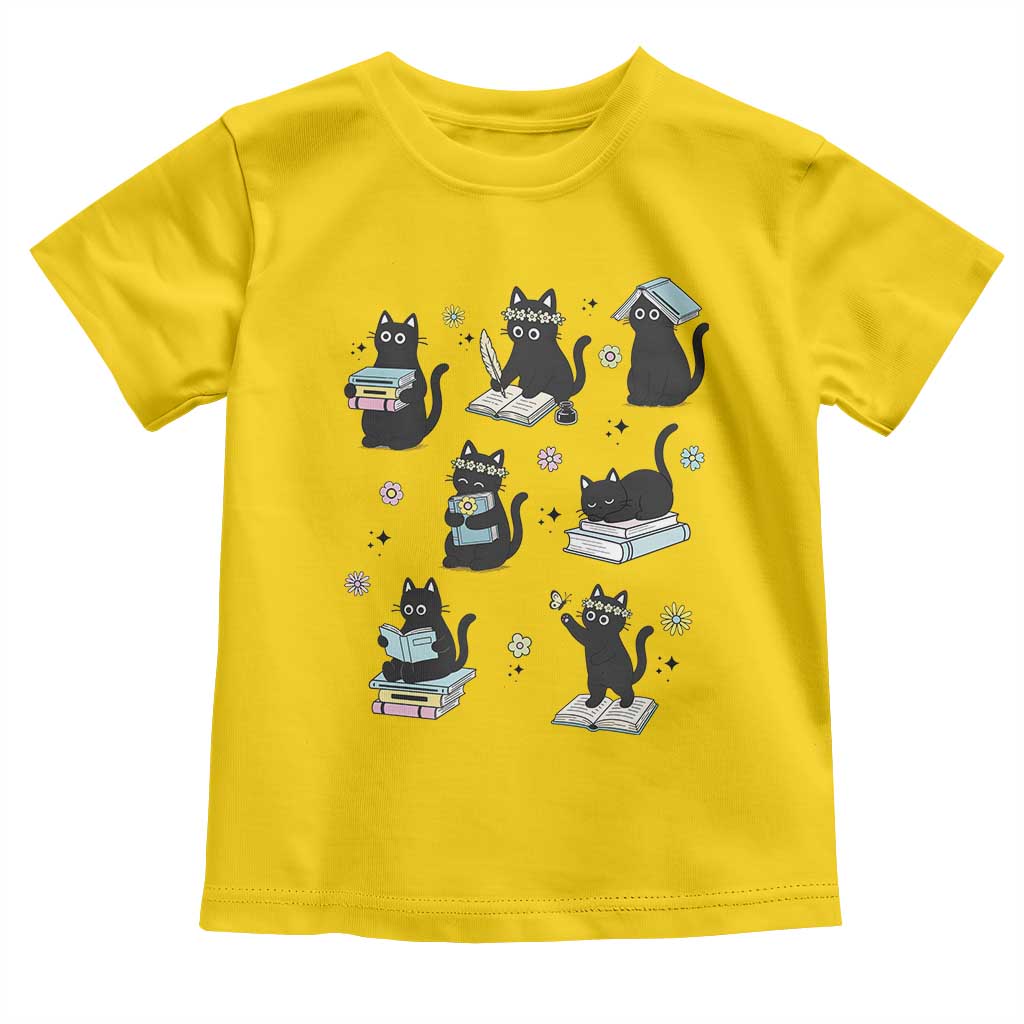 Bookish Black Cat Toddler T Shirt Funny Librarian Cat Lover Gift