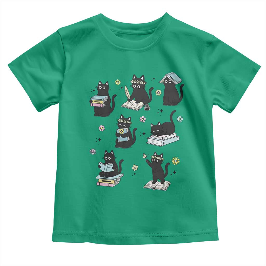Bookish Black Cat Toddler T Shirt Funny Librarian Cat Lover Gift
