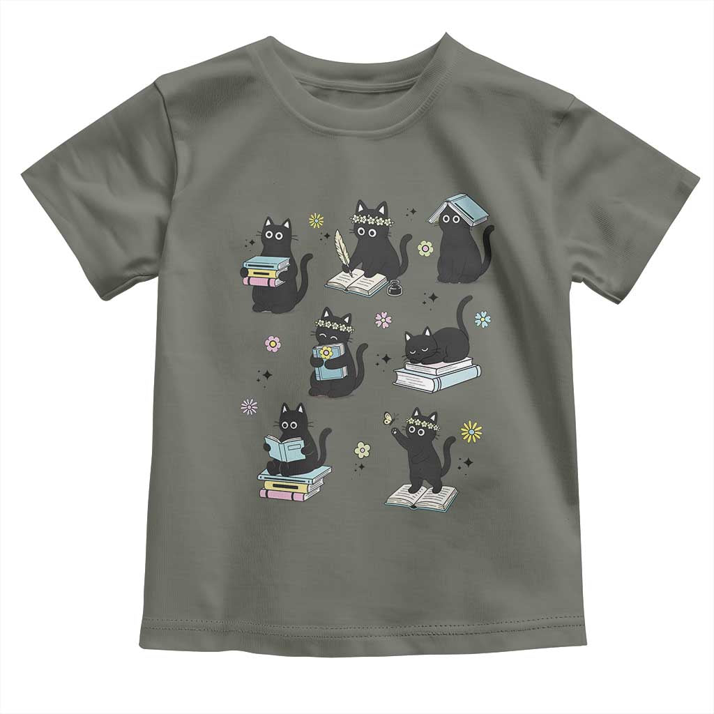 Bookish Black Cat Toddler T Shirt Funny Librarian Cat Lover Gift