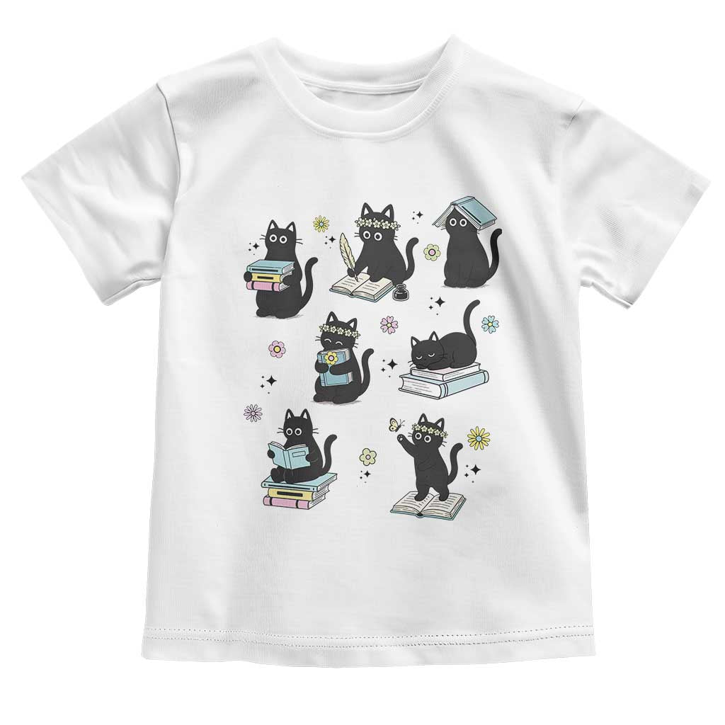 Bookish Black Cat Toddler T Shirt Funny Librarian Cat Lover Gift