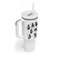 Bookish Black Cat Tumbler With Handle Funny Librarian Cat Lover Gift