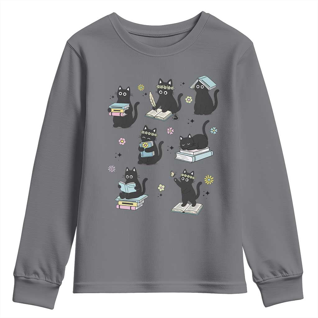 Bookish Black Cat Youth Sweatshirt Funny Librarian Cat Lover Gift