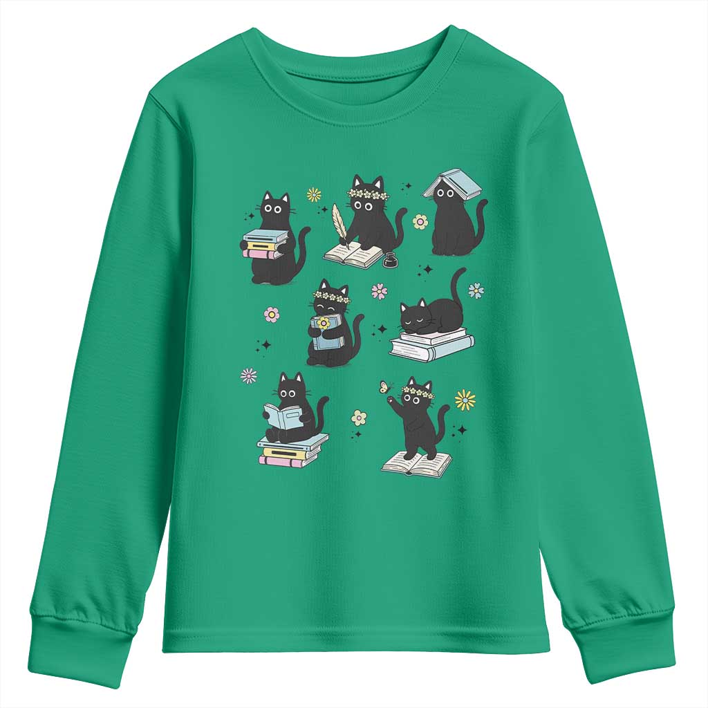 Bookish Black Cat Youth Sweatshirt Funny Librarian Cat Lover Gift