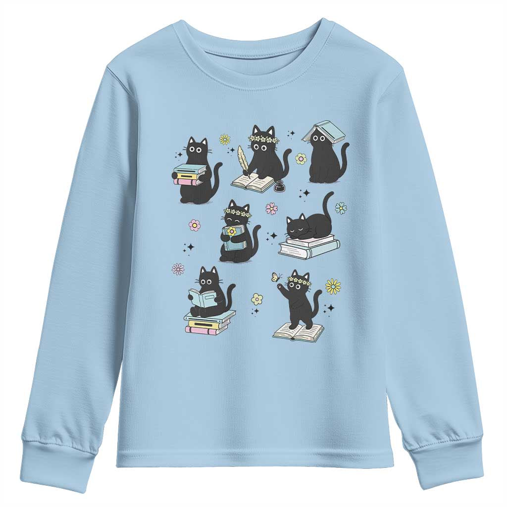 Bookish Black Cat Youth Sweatshirt Funny Librarian Cat Lover Gift