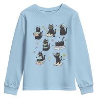 Bookish Black Cat Youth Sweatshirt Funny Librarian Cat Lover Gift