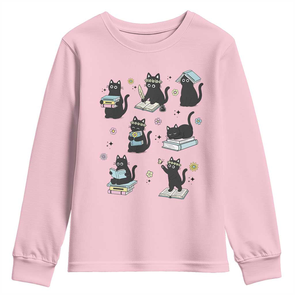 Bookish Black Cat Youth Sweatshirt Funny Librarian Cat Lover Gift
