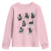 Bookish Black Cat Youth Sweatshirt Funny Librarian Cat Lover Gift