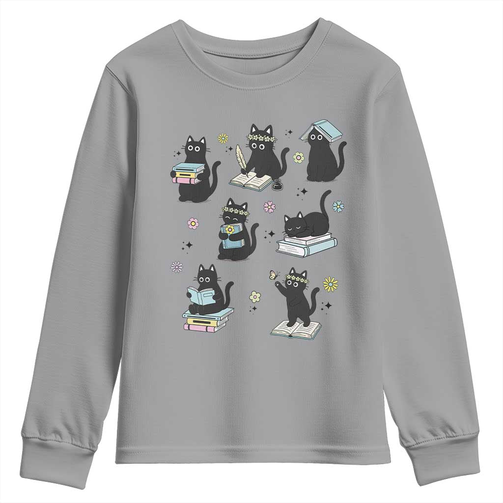 Bookish Black Cat Youth Sweatshirt Funny Librarian Cat Lover Gift