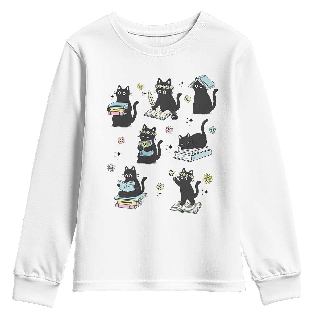 Bookish Black Cat Youth Sweatshirt Funny Librarian Cat Lover Gift