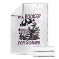 Funny Skeleton Reading At The Beach Throw Blanket All Booked For Summer
