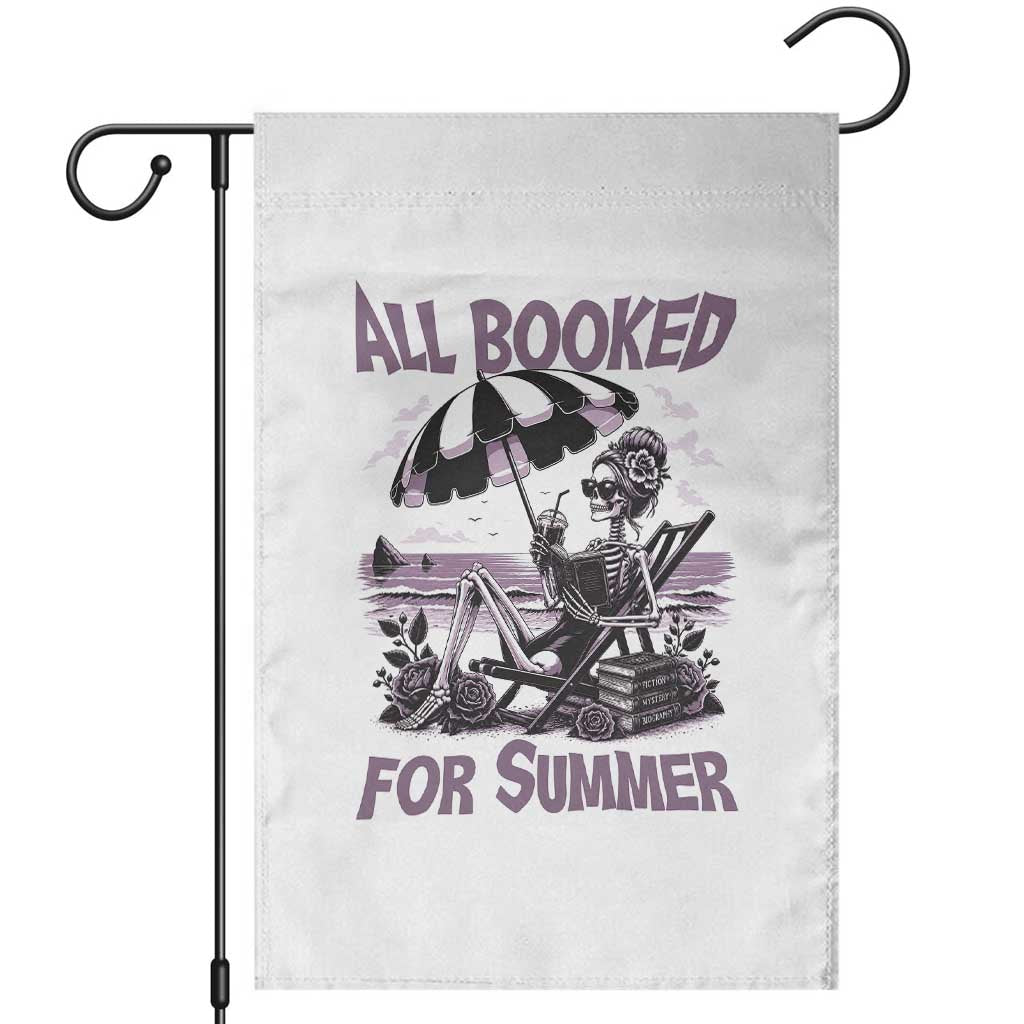 Funny Skeleton Reading At The Beach Garden Flag All Booked For Summer
