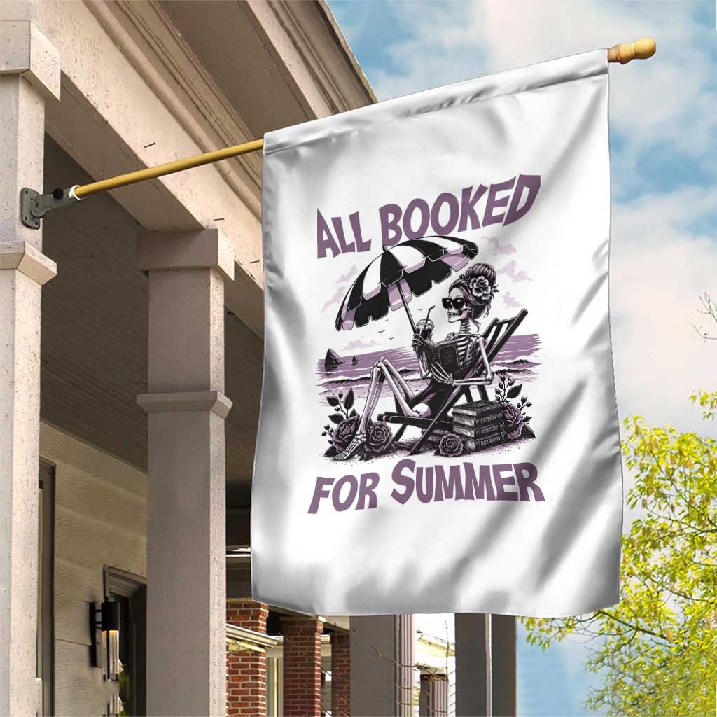 Funny Skeleton Reading At The Beach Garden Flag All Booked For Summer