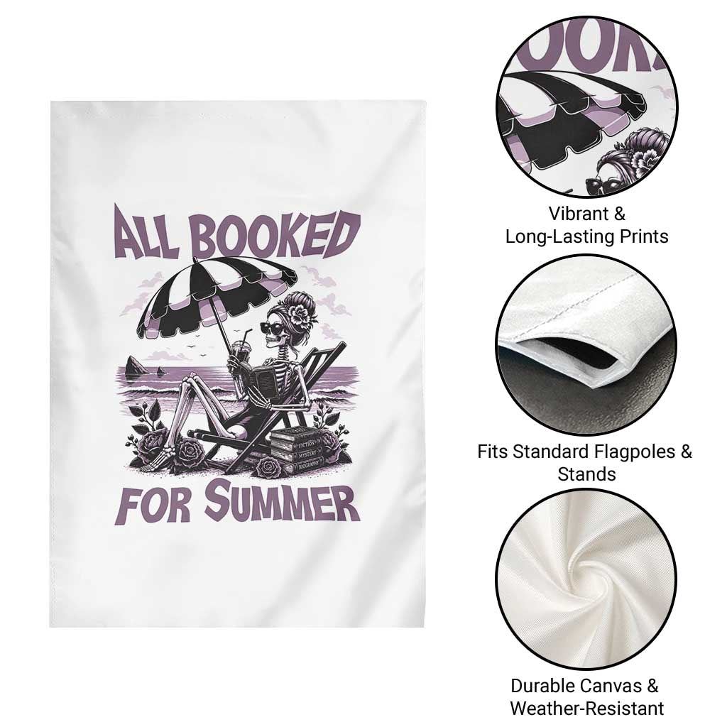 Funny Skeleton Reading At The Beach Garden Flag All Booked For Summer