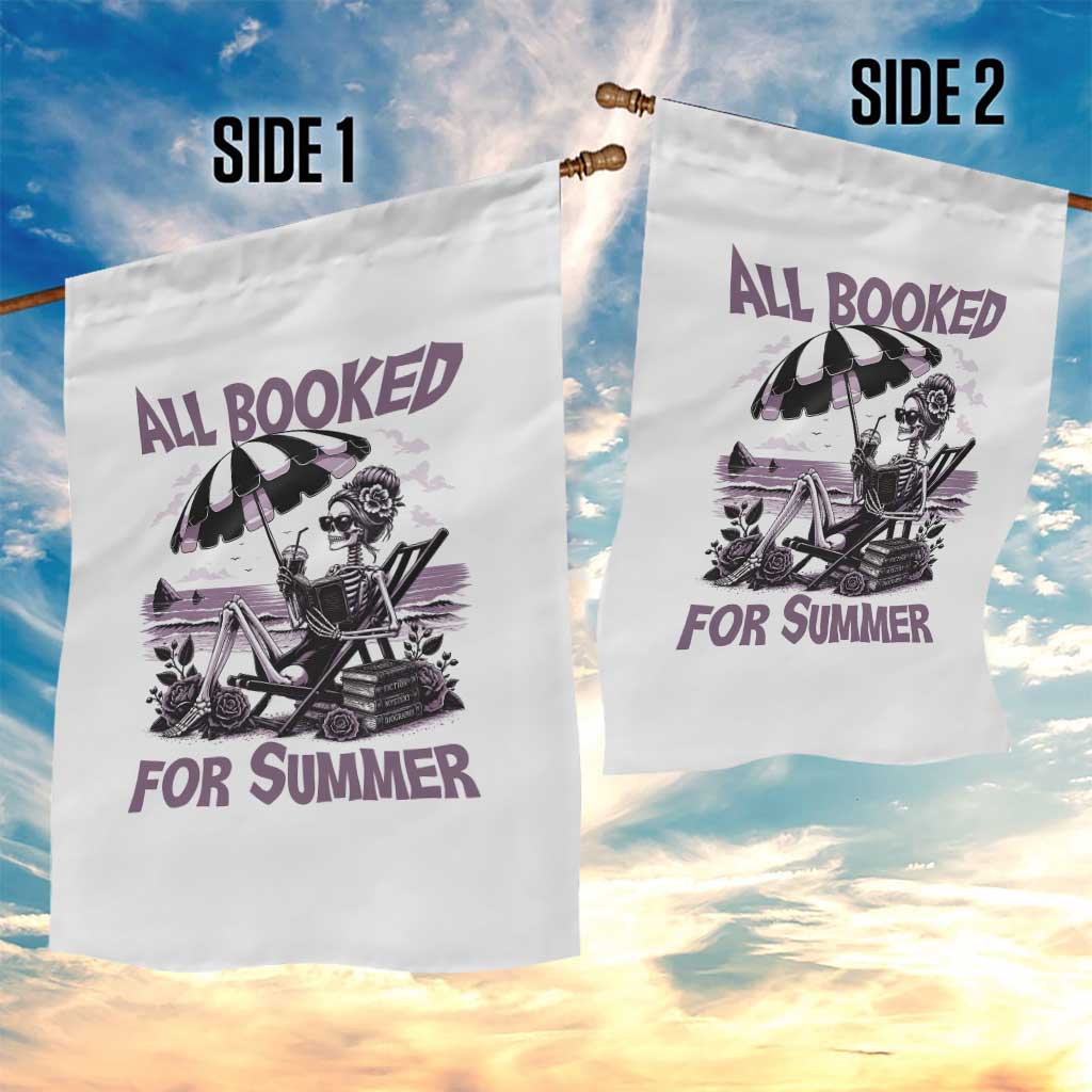 Funny Skeleton Reading At The Beach Garden Flag All Booked For Summer
