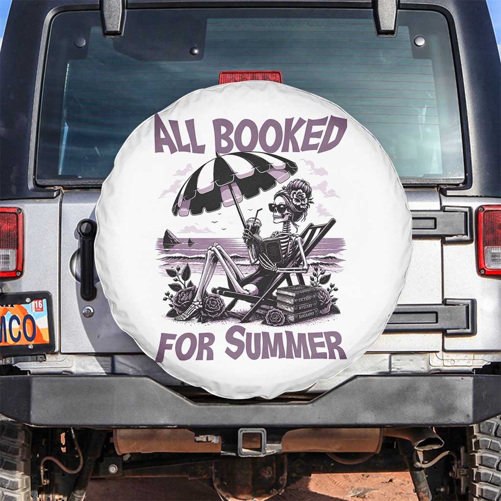 Funny Skeleton Reading At The Beach Spare Tire Cover All Booked For Summer