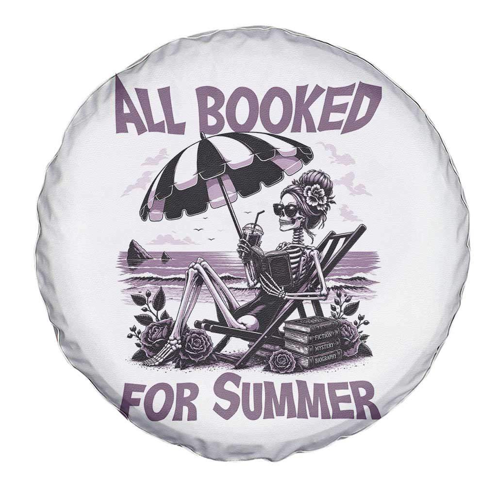 Funny Skeleton Reading At The Beach Spare Tire Cover All Booked For Summer