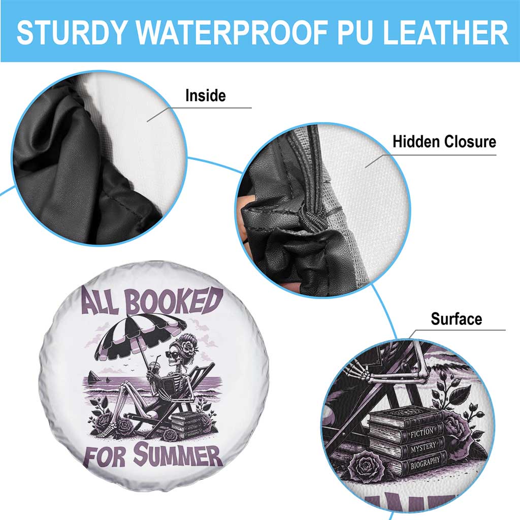 Funny Skeleton Reading At The Beach Spare Tire Cover All Booked For Summer