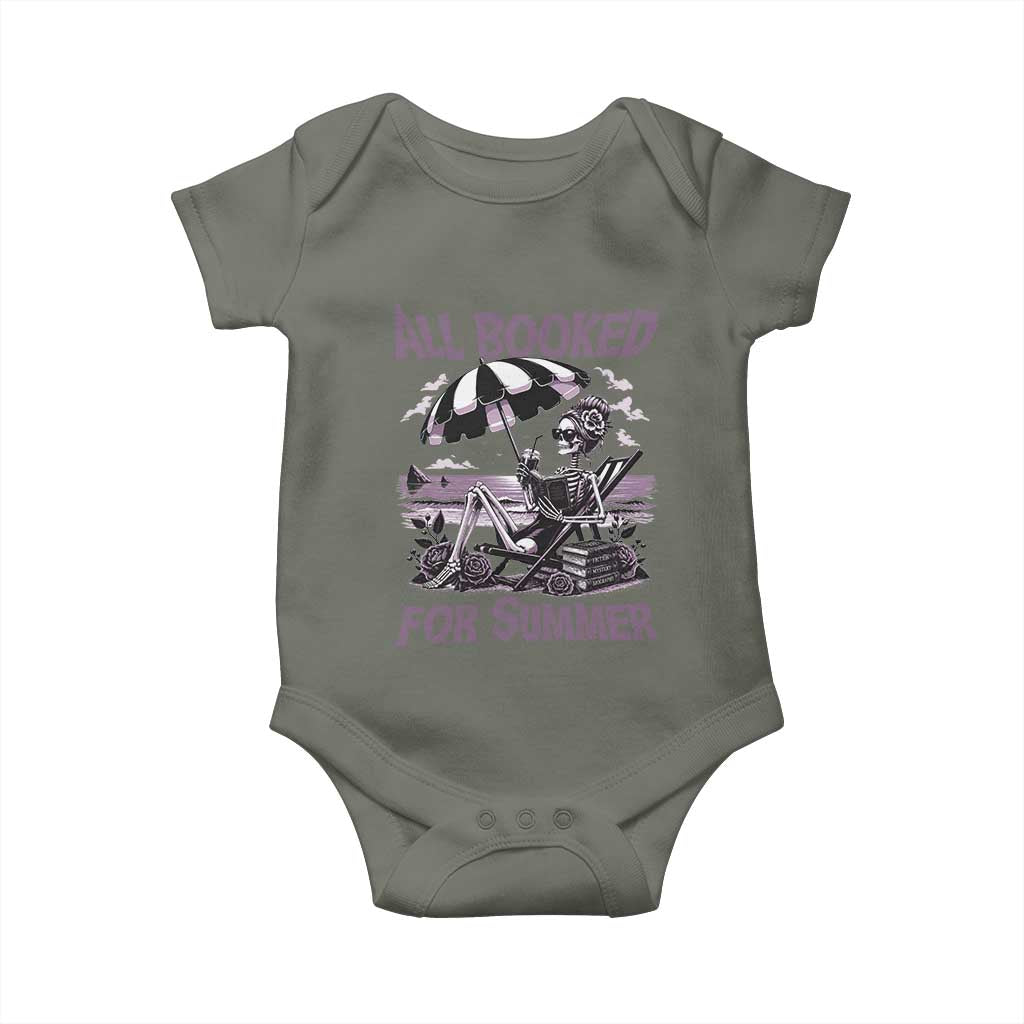 Funny Skeleton Reading At The Beach Baby Onesie All Booked For Summer