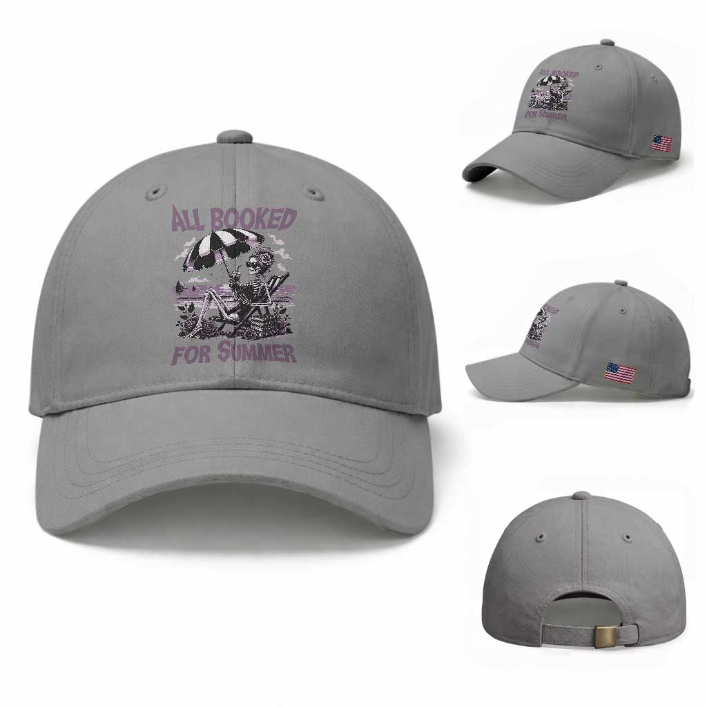 Funny Skeleton Reading At The Beach Baseball Cap All Booked For Summer