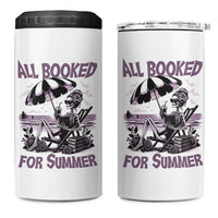 Funny Skeleton Reading At The Beach 4 in 1 Can Cooler Tumbler All Booked For Summer