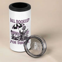 Funny Skeleton Reading At The Beach 4 in 1 Can Cooler Tumbler All Booked For Summer