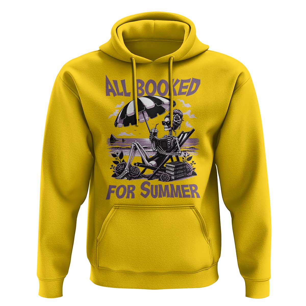Funny Skeleton Reading At The Beach Hoodie All Booked For Summer