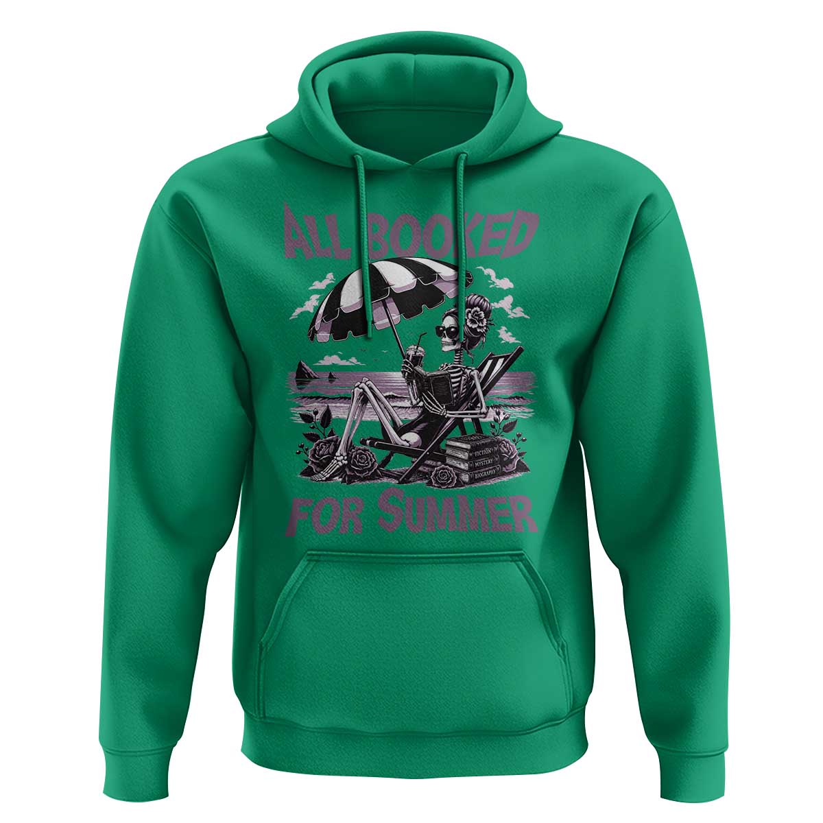 Funny Skeleton Reading At The Beach Hoodie All Booked For Summer