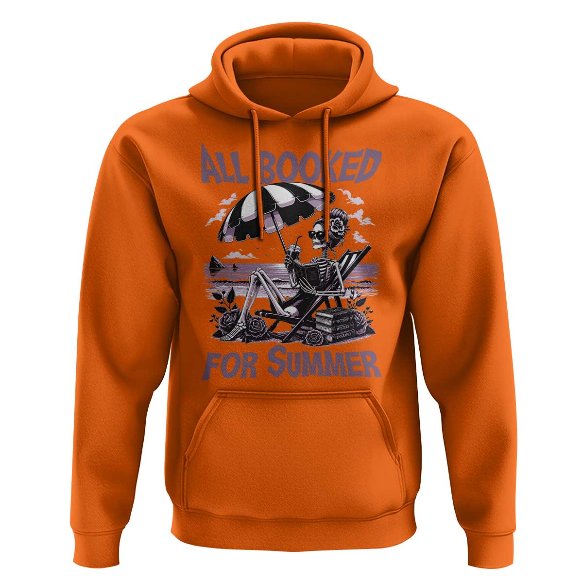 Funny Skeleton Reading At The Beach Hoodie All Booked For Summer