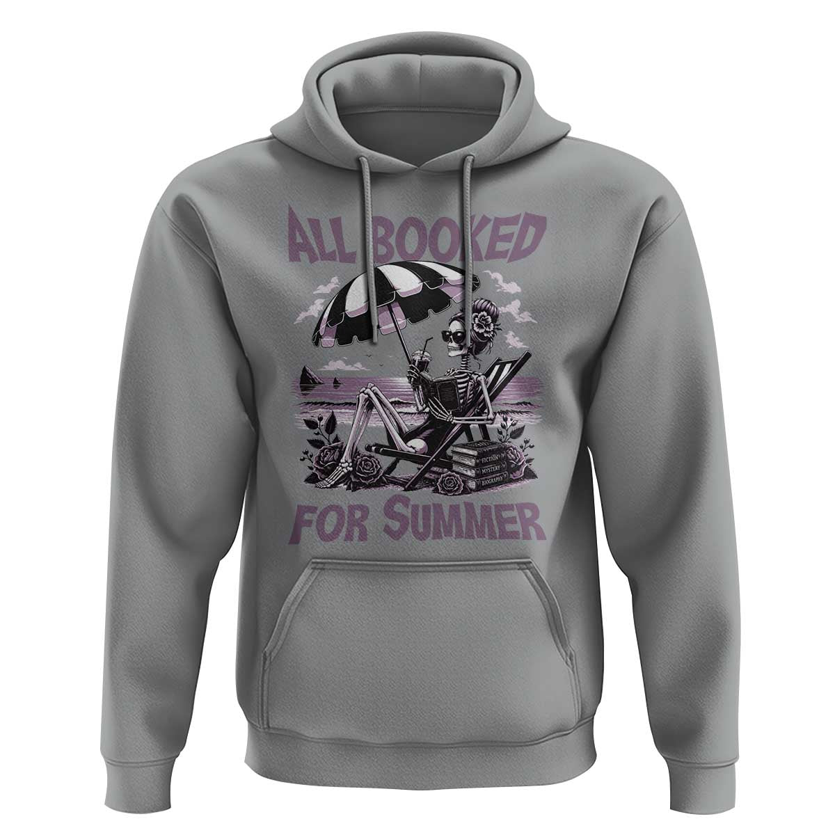 Funny Skeleton Reading At The Beach Hoodie All Booked For Summer