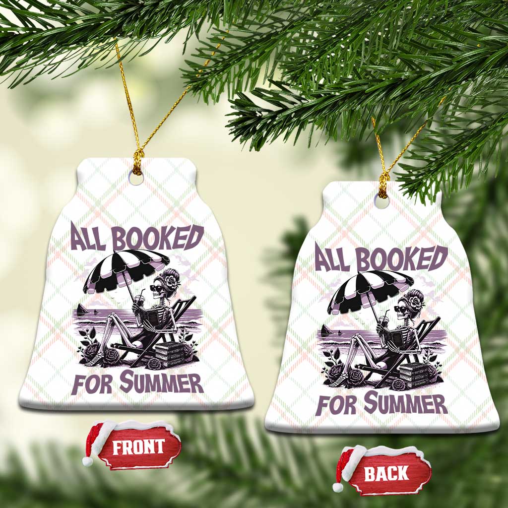 Funny Skeleton Reading At The Beach Ceramic Ornament All Booked For Summer