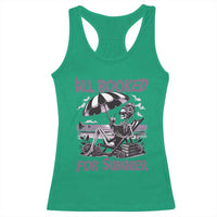 Funny Skeleton Reading At The Beach Racerback Tank Top All Booked For Summer