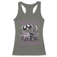 Funny Skeleton Reading At The Beach Racerback Tank Top All Booked For Summer