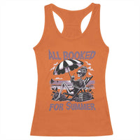 Funny Skeleton Reading At The Beach Racerback Tank Top All Booked For Summer