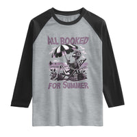 Funny Skeleton Reading At The Beach Raglan Shirt All Booked For Summer