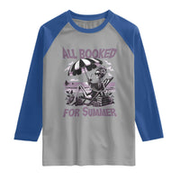 Funny Skeleton Reading At The Beach Raglan Shirt All Booked For Summer