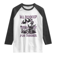 Funny Skeleton Reading At The Beach Raglan Shirt All Booked For Summer