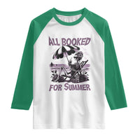 Funny Skeleton Reading At The Beach Raglan Shirt All Booked For Summer
