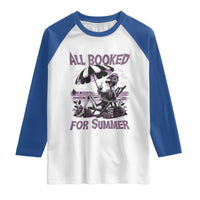 Funny Skeleton Reading At The Beach Raglan Shirt All Booked For Summer