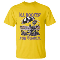 Funny Skeleton Reading At The Beach T Shirt All Booked For Summer