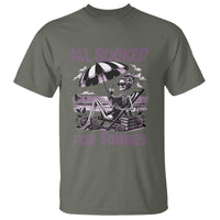 Funny Skeleton Reading At The Beach T Shirt All Booked For Summer