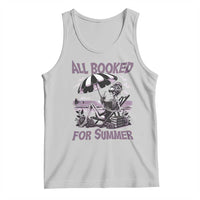 Funny Skeleton Reading At The Beach Tank Top All Booked For Summer