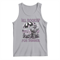 Funny Skeleton Reading At The Beach Tank Top All Booked For Summer