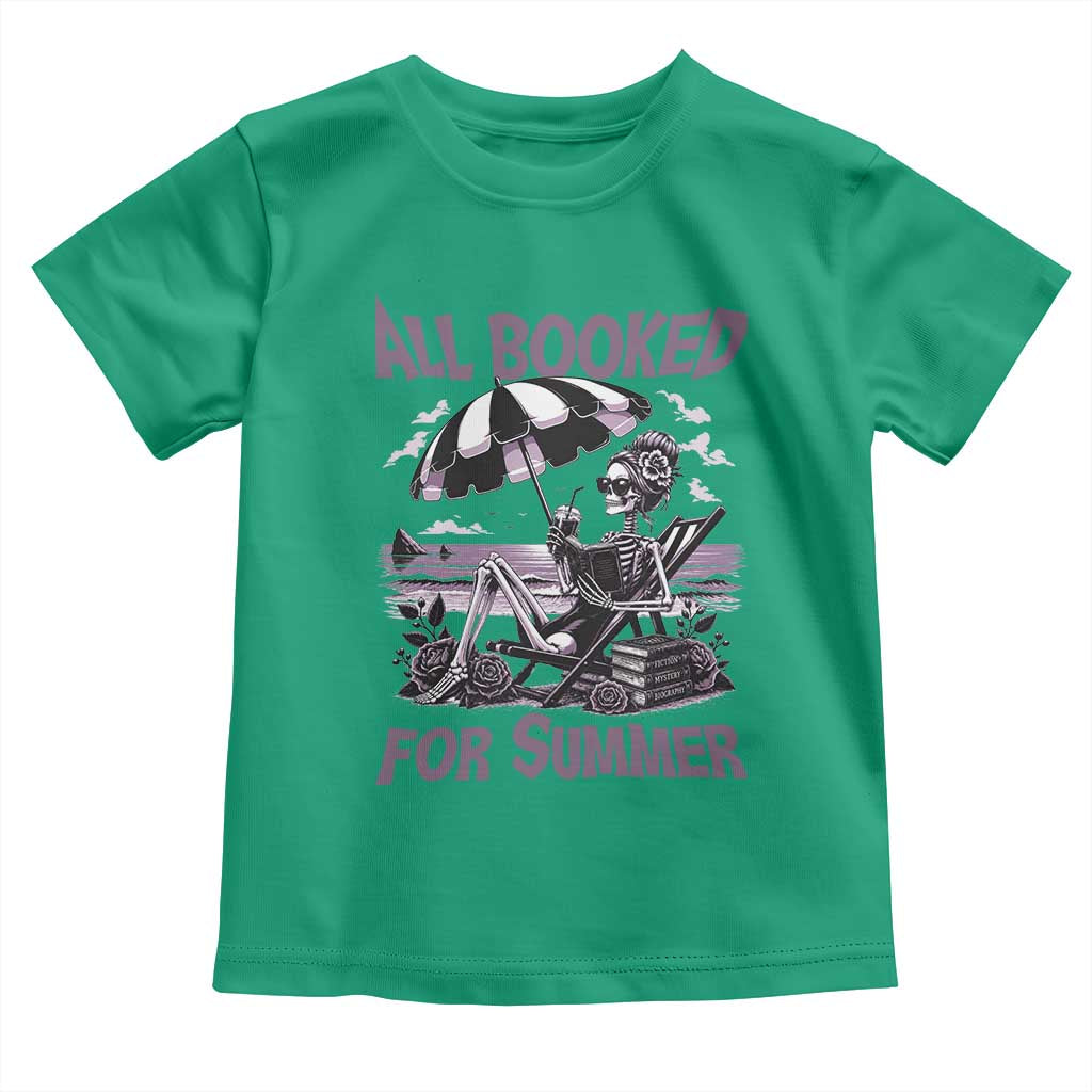 Funny Skeleton Reading At The Beach Toddler T Shirt All Booked For Summer